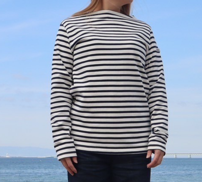 【OUTIL】TRICOT AAST - OFF × GUNMETAL / ウティ ボーダーバスクシャツ